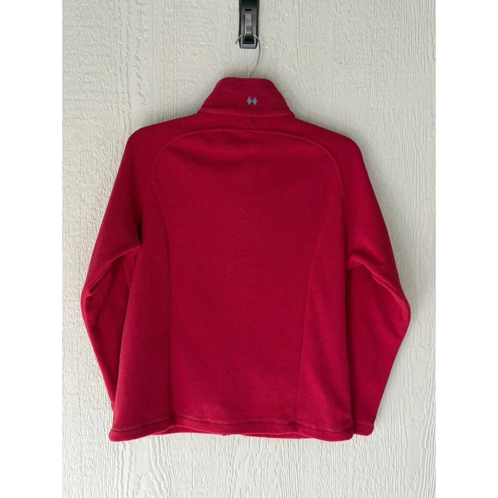 Double Diamond Womens Red Full Zip Fleece Jacket Floral Detail Size‎ L Excellent